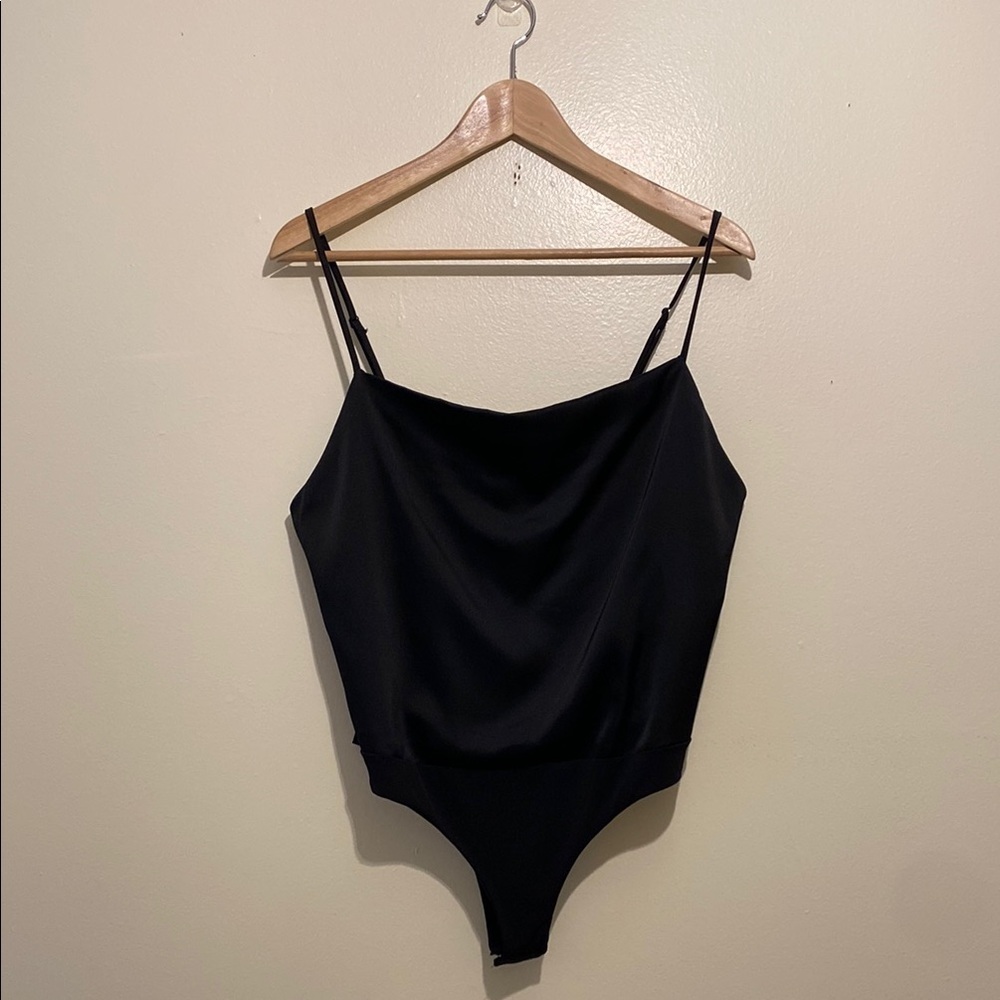 Aqua Black Spaghetti Strap Bodysuit. Size L